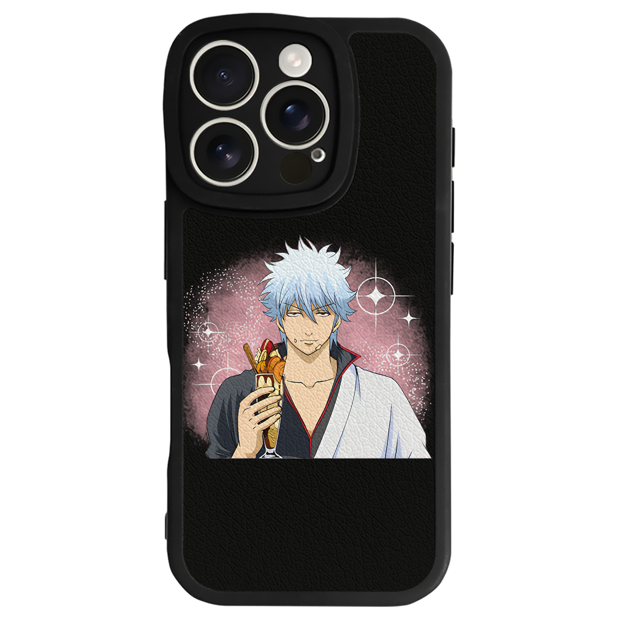 （画像用） ぎんたま 坂田銀時（さかたぎんとき） 神楽 志村新八（しむら しんぱち） GINTAMA Sakata Gintoki Kagura Shimura Shinpachi 【iPhone 16シリーズ対応】シリコンスマホケース（レザー調） 材質：シリコン